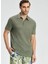Saf Keten Haki Polo Yaka T-Shirt 1