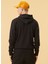 Kapüşonlu Normal Kalıp Düz Siyah Erkek Sweatshirt - Mlb Seasonal Team Logo Hdy Neyyan 3