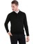Siyah Comfort Fit Düz Polo Yaka Yünlü Kazak 2