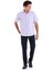 Lila Comfort Fit Kareli Pamuklu Slim Yaka Kısa Kollu Klasik Gömlek 4