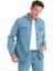 Mavi Comfort Fit Düz 100% Pamuk Slim Yaka Uzun Kollu Kot Gömlek 4