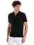 Siyah Regular Fit Jakarlı Polo Yaka Fermuarlı Tişört 4
