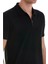 Siyah Regular Fit Jakarlı Polo Yaka Fermuarlı Tişört 5