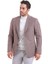 Bordo Slim Fit Desenli Mono Yaka Casual Keten Ceket 3
