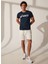 2011C334-402 Core Asıcs Top Koyu Lacivert Erkek Bisiklet Yaka Normal Kalıp T-Shirt 1