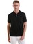 Siyah Regular Fit Desenli Pamuklu Polo Yaka Tişört 1