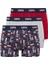 Erkek Gri Melanj-Bordo-Baskılı 3 Lü Boxer 1
