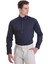 Lacivert Slim Fit Düz 100% Pamuklu Slim Yaka Uzun Kollu Casual Saten Gömlek 4