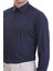 Lacivert Slim Fit Düz 100% Pamuklu Slim Yaka Uzun Kollu Casual Saten Gömlek 5