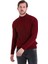 Bordo Comfort Fit Desenli Pamuklu Yarım Balıkçı Yaka Triko Kazak 1