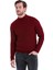 Bordo Comfort Fit Desenli Pamuklu Yarım Balıkçı Yaka Triko Kazak 2