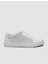 %100 Hakiki Deri Beyaz Kare Desenli Bağcıklı Erkek Sneaker 1