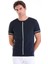 Lacivert Slim Fit Desenli Bisiklet Yaka Rayon Triko Tişört 1