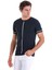 Lacivert Slim Fit Desenli Bisiklet Yaka Rayon Triko Tişört 2