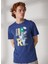 Bisiklet Yaka Baskılı Indigo Erkek T-Shirt Maxım 2