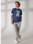 Bisiklet Yaka Baskılı Indigo Erkek T-Shirt Maxım 3