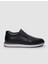 %100 Hakiki Deri Siyah Fermuarlı Erkek Sneaker 1