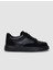 %100 Hakiki Deri Siyah Süet Bağcıklı Erkek Sneaker 1