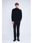 Siyah Slim Fit 100% Pamuklu Düğmeli Yaka Uzun Kollu Klasik Gömlek 2