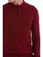 Bordo Regular Fit Düz Polo Yaka Triko Kazak 5