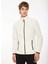 Beyaz Erkek Kapüşon Yaka Standart Fit Polar Sweatshırt D3WM-SWT2 1