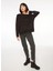 Siyah Kadın Bisiklet Yaka Relaxed Fit Nakışlı Sweatshirt D3WL-SWT15 2