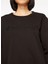 Siyah Kadın Bisiklet Yaka Relaxed Fit Nakışlı Sweatshirt D3WL-SWT15 4