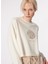 Ekru Kadın Oversize Baskılı Sweatshirt D4SL-SWT3032 3