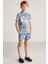 Çiçek Desenli Mavi Polo Yaka Çocuk T-Shirt 2