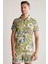 Çiçek Desenli Yeşil Polo Yaka T-Shirt 4