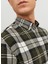Slim Fit Yeşil Düz Erkek Gömlek Jjeclassıc Autumn Check Shırt Ls Sn 1
