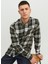 Slim Fit Yeşil Düz Erkek Gömlek Jjeclassıc Autumn Check Shırt Ls Sn 4