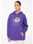 Mor Kadın Kapüşon Yaka Loose Fit Baskılı Sweatshirt D3WL-SWT25 2