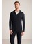 Slim Fit Lacivert Kapüşonlu Ince Hırka 1