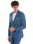 Mavi Slim Fit Çizgili Mono Yaka Takım Elbise 5