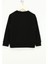 Siyah Kız Çocuk Bisiklet Yaka Baskılı Sweatshirt HRBTXT302 3