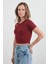 Basic Yarım Fermuarlı Dalgıç Kumaş Crop Tişört 3