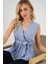 Kruvaze Yaka Kolsuz Bluz 966 - Mavi 4