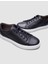 %100 Hakiki Deri Lacivert Bağcıklı Erkek Sneaker 4