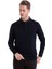 Lacivert Comfort Fit Düz Polo Yaka Yünlü Kazak 2