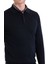 Lacivert Comfort Fit Düz Polo Yaka Yünlü Kazak 4