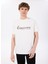 D4SM-TST3302 Beyaz Bisiklet Yaka Basic Baskılı Erkek T-Shirt 1