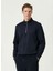 Lacivert Erkek Dik Slim Fit Düz Sweatshirt 1092049 1