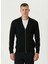 Siyah Erkek Dik Slim Fit Düz Hırka 1091744 1