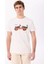 Kırık Beyaz Erkek Bisiklet Yaka Relaxed Baskılı T-Shirt J4SM-TST7255 1