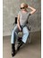 Gri Geniş Yaka Fittili Basic Kadın T-Shirt MG2293 2