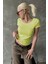 Sarı Geniş Yaka Fittili Basic Kadın T-Shirt MG2293 1