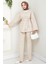 Kemerli Ceket Pantolon Gabardin Takım 1557 - Bej 3