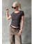 Füme Geniş Yaka Fittili Basic Kadın T-Shirt MG2293 1