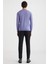 Slim Fit Bisiklet Yaka Açık Mor Merino Yün Triko 5